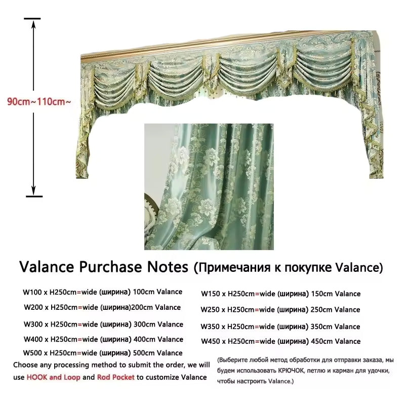 European Luxury Curtains for Living Room Bedroom Gold Jacquard Embroidered Curtain Tulle Windows Home Decor Blackout Custom Size