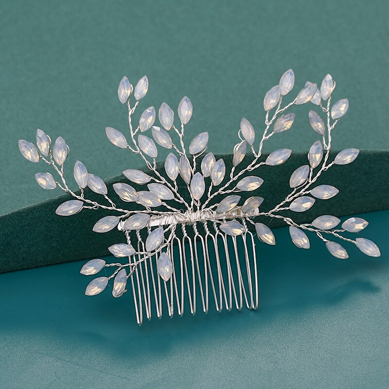 Bride Hair Combs Hair Accessories Wedding parties Bridal Headpiece Silver Color Handmade Crystal Pearl Wedding Ornaments Hair Jewelry
