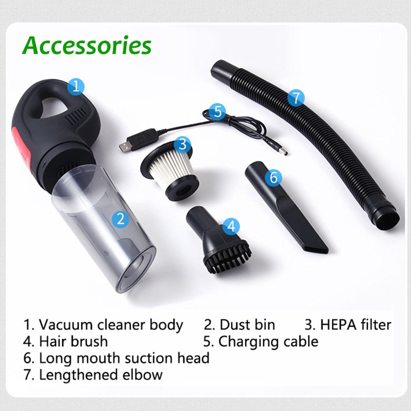 AMAAZING Wireless Car Vacuum Cleaner Handheld Auto Rechargeable Cordless Dust Cleaner for Car Home Pet