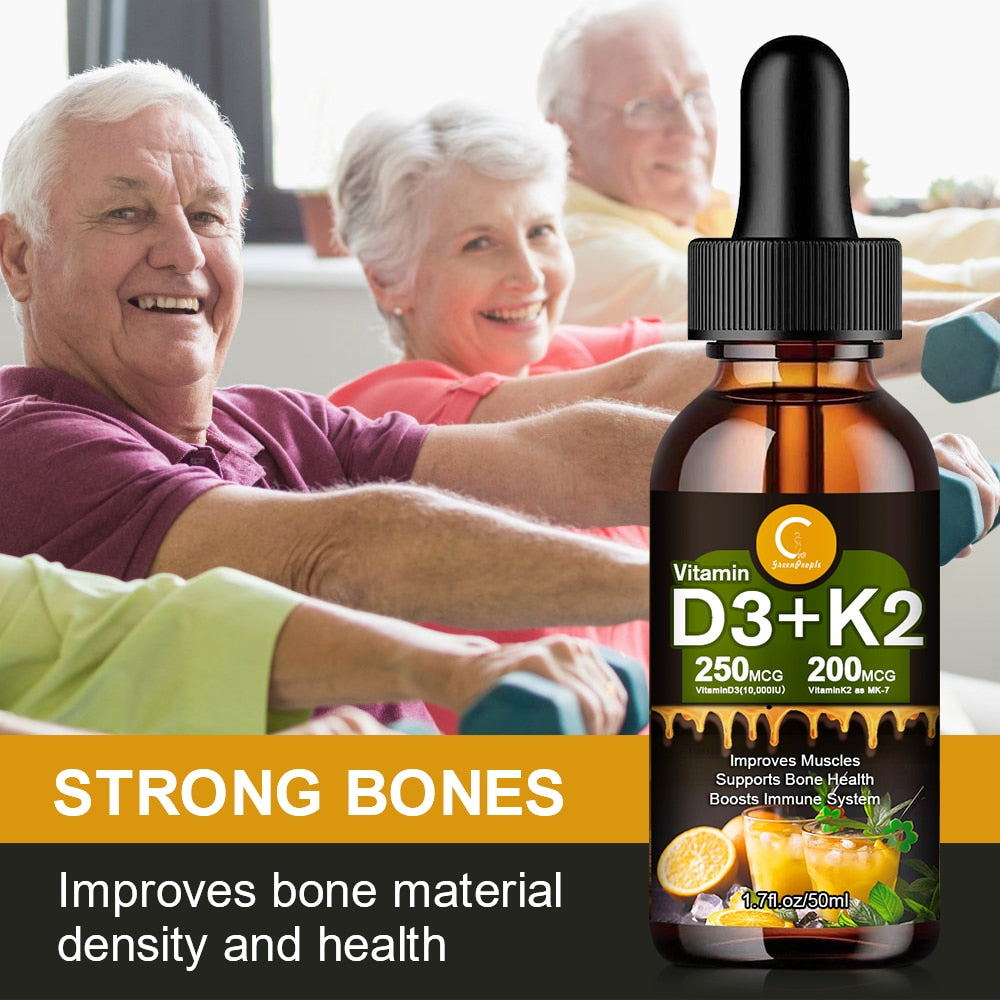 Greenpeople Vitamin K2 Mk7 Drops Osteoporosis Supplement Diuretic Liver Detoxification Supports Immune Health Vitamin D3 Drops
