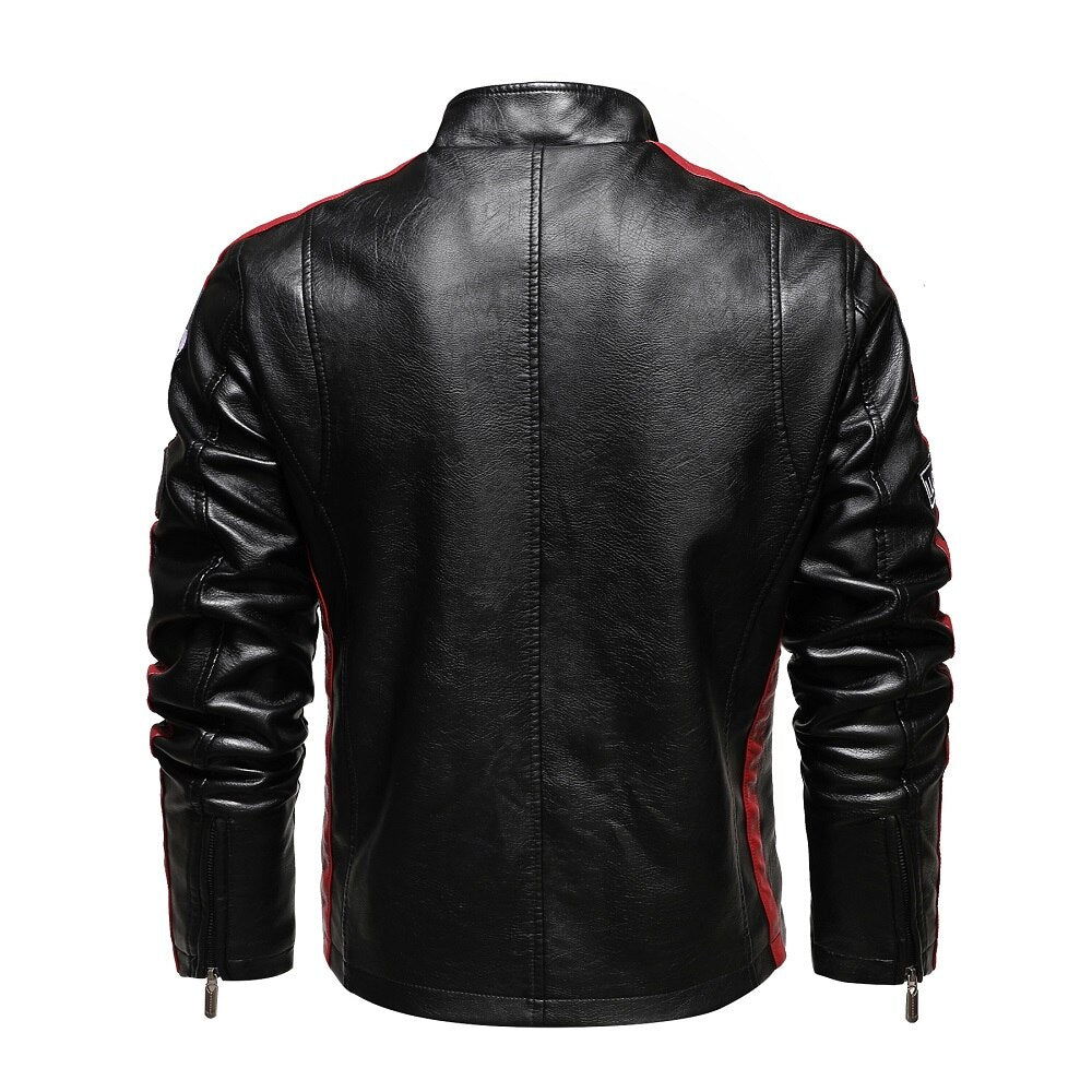 Aliksada Men Autumn Winter New Fashion Motor Biker Leather Jackets Coat Men Vintage Style Patchwork PU Faux Leather Jackets Men
