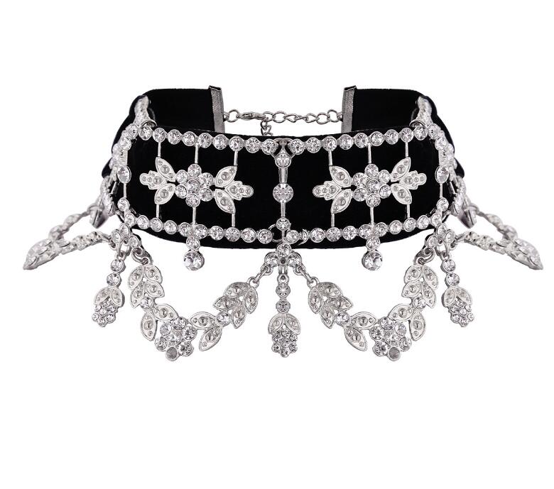 KMVEXO Crystal Rhinestone Choker Necklace for Women Collares Chocker Jewelry Party Gift