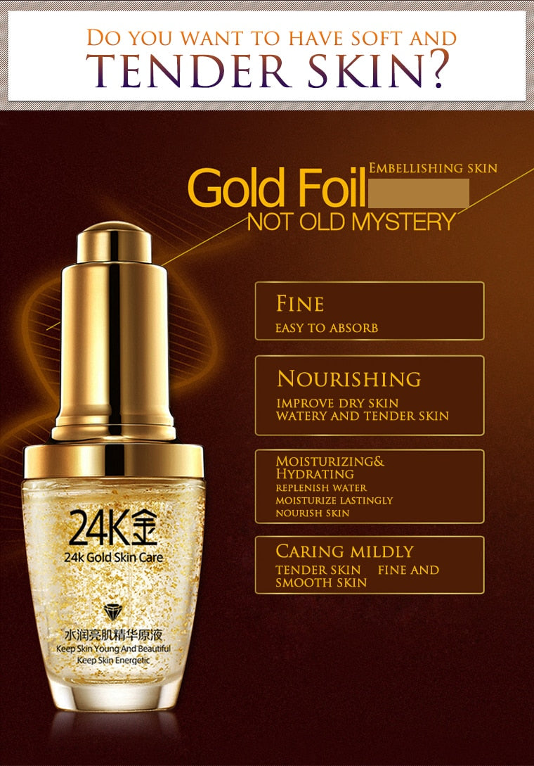 BIOAQUA 24K Gold Face Serum Moisturizer Essence Cream Whitening Day Creams Anti Aging Anti Wrinkle Firming lift Skin Care