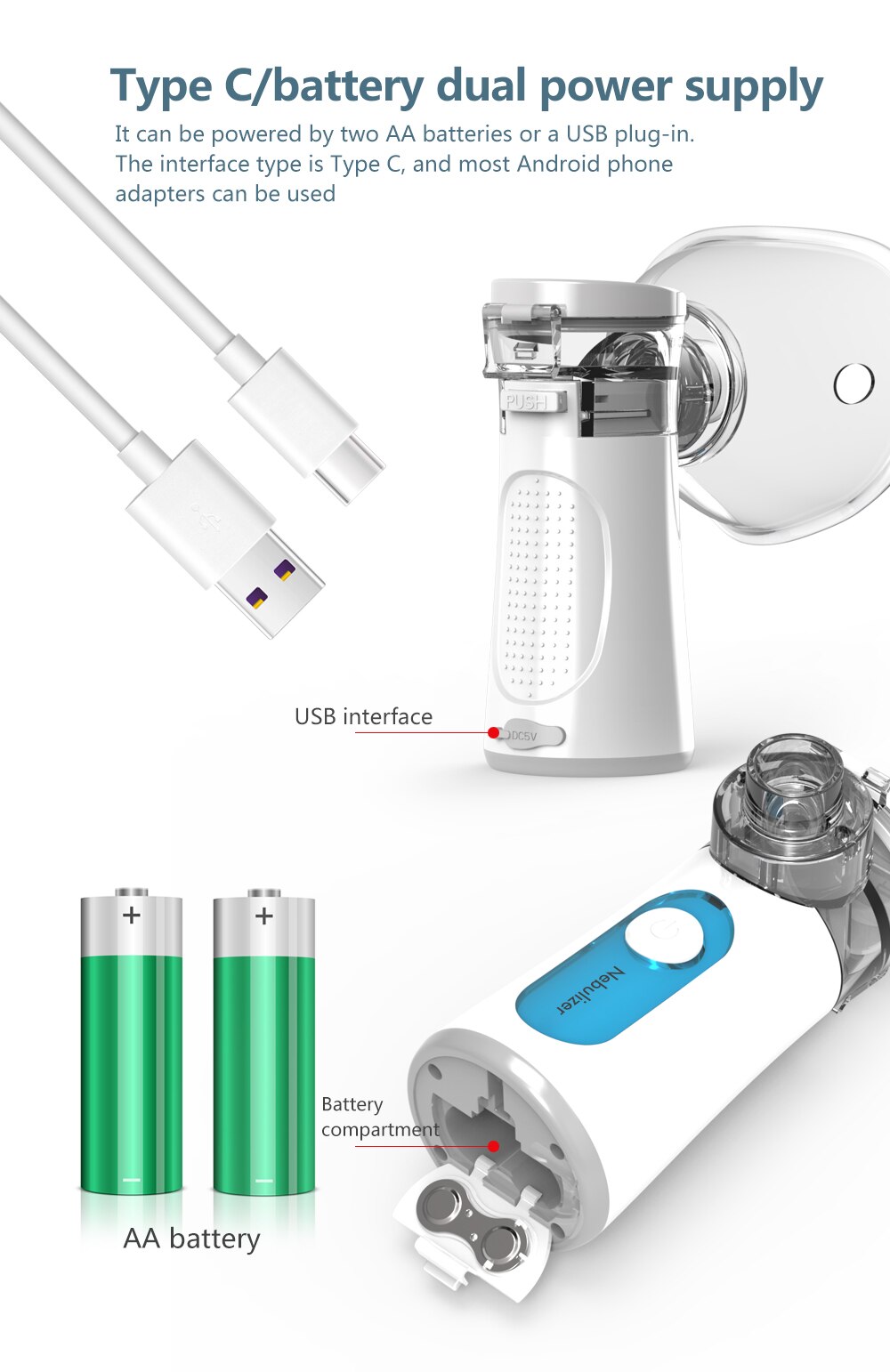 Portable Medical Nebulizer Machine Rechargeable Silent Inhaler Steamer Nebuliser Atomizer Humidifier Nebulizador Portatil