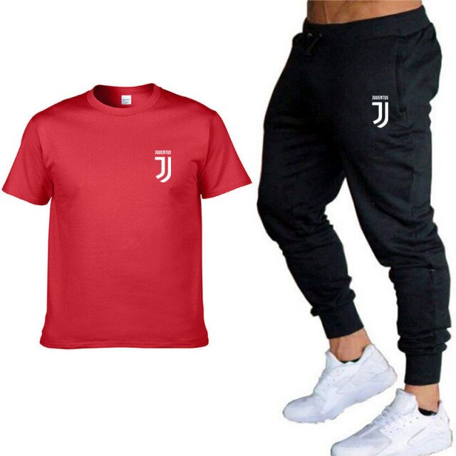 2 Pieces Mens Running Sets Tracksuit Men Short Sleeve T-shirt+Pants Sportswear Man Gym Training Fitness Sports Set Suit 2020