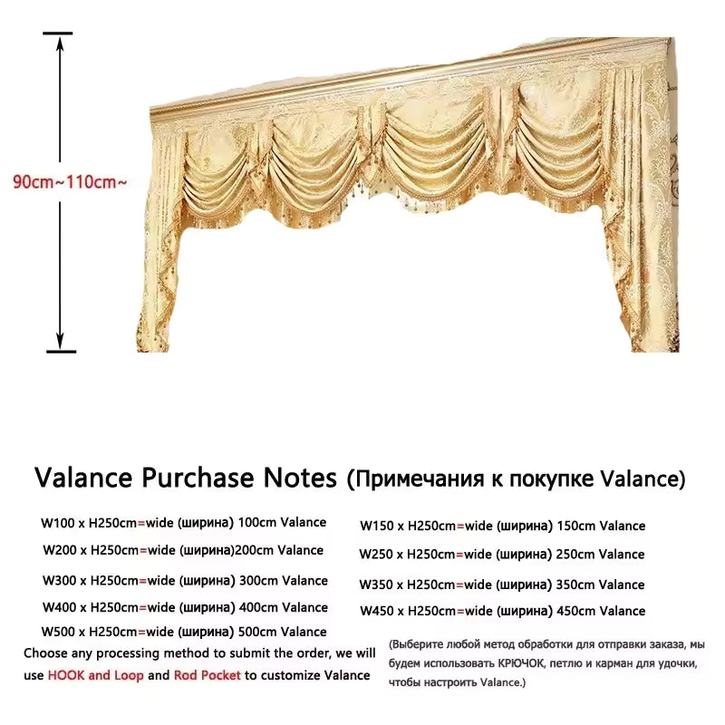 European Luxury Curtains for Living Room Bedroom Gold Jacquard Embroidered Curtain Tulle Windows Home Decor Blackout Custom Size