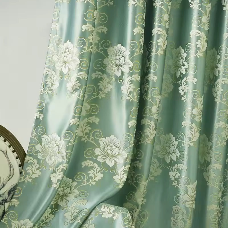 European Luxury Curtains for Living Room Bedroom Gold Jacquard Embroidered Curtain Tulle Windows Home Decor Blackout Custom Size
