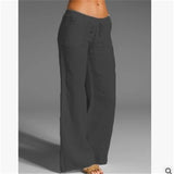 2023 Summer Cotton Linen Women's Pants Oversize Black Wide-leg Pants Casual Pants Female Trendy Loose Fashion Trousers Ladies