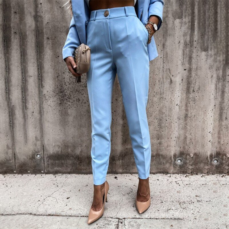 TIAMO 2 Piece Sets Womens Outfits Solid Color Temperament Suit Two-piece Fashion Casual Trousers Suit