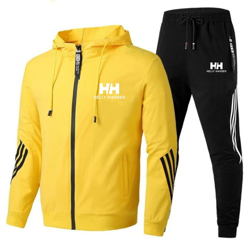 2023 Men's Brand Printed Tracksuit Suit Man Zipper Hoodie+Pants 2 Piece Set Casual Gym Fitness Jogging Sportswear