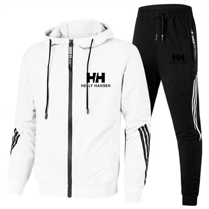 2023 Men's Brand Printed Tracksuit Suit Man Zipper Hoodie+Pants 2 Piece Set Casual Gym Fitness Jogging Sportswear