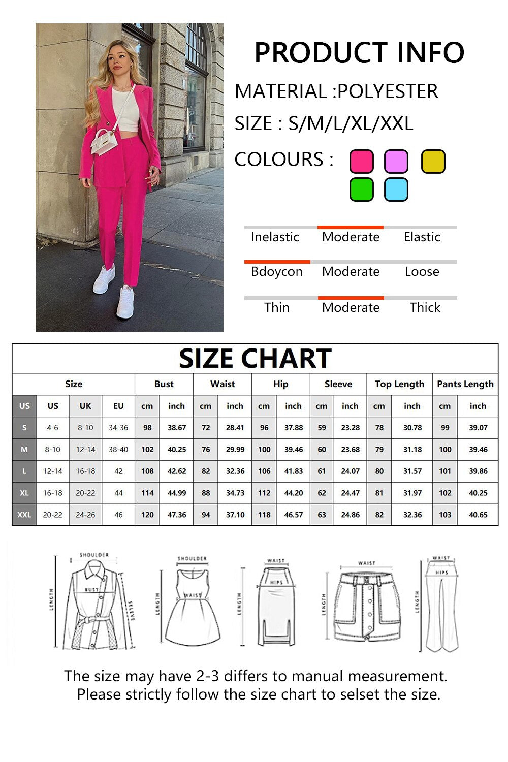 TIAMO 2 Piece Sets Womens Outfits Solid Color Temperament Suit Two-piece Fashion Casual Trousers Suit