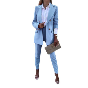 TIAMO 2 Piece Sets Womens Outfits Solid Color Temperament Suit Two-piece Fashion Casual Trousers Suit