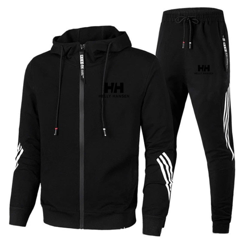 2023 Men's Brand Printed Tracksuit Suit Man Zipper Hoodie+Pants 2 Piece Set Casual Gym Fitness Jogging Sportswear