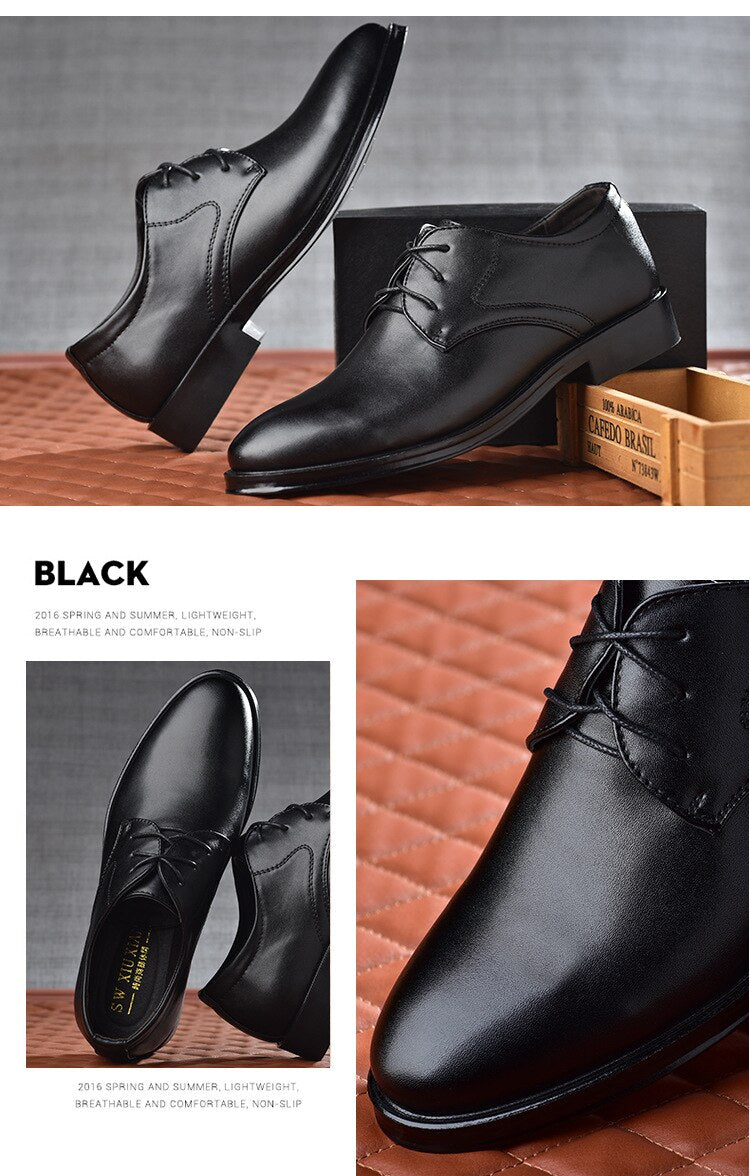 Leather Shoes Business Dress Shoes All-Match Casual Shock-Absorbing Wear-Resistant Footwear Chaussure Homme