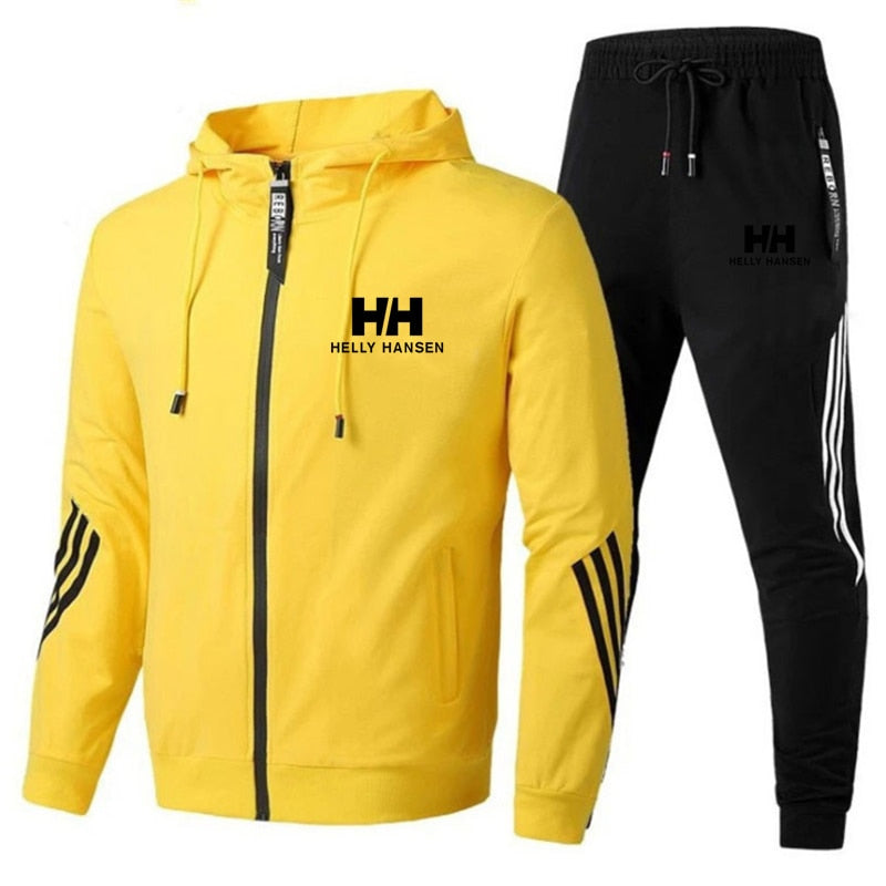 2023 Men's Brand Printed Tracksuit Suit Man Zipper Hoodie+Pants 2 Piece Set Casual Gym Fitness Jogging Sportswear