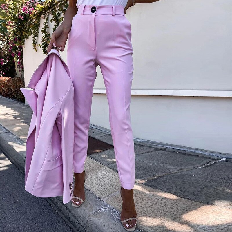 TIAMO 2 Piece Sets Womens Outfits Solid Color Temperament Suit Two-piece Fashion Casual Trousers Suit