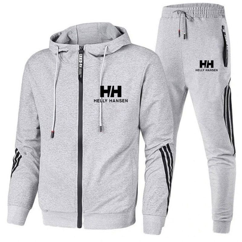 2023 Men's Brand Printed Tracksuit Suit Man Zipper Hoodie+Pants 2 Piece Set Casual Gym Fitness Jogging Sportswear