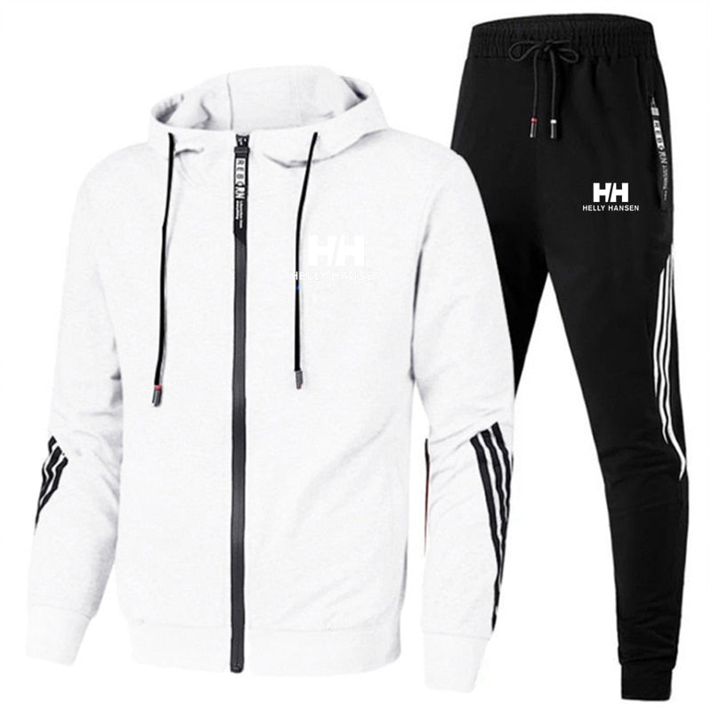 2023 Men's Brand Printed Tracksuit Suit Man Zipper Hoodie+Pants 2 Piece Set Casual Gym Fitness Jogging Sportswear