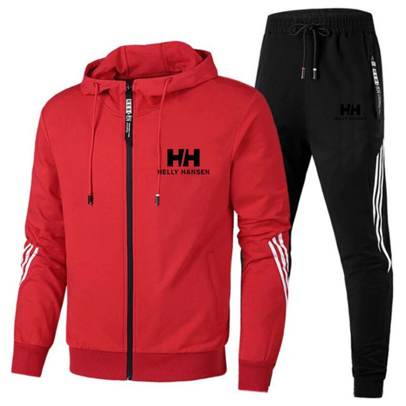 2023 Men's Brand Printed Tracksuit Suit Man Zipper Hoodie+Pants 2 Piece Set Casual Gym Fitness Jogging Sportswear