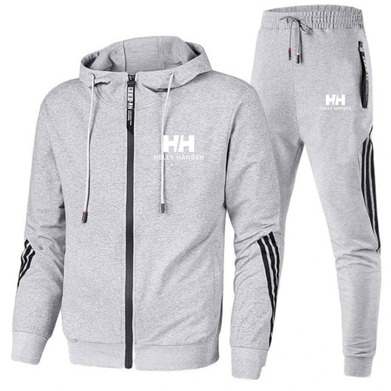 2023 Men's Brand Printed Tracksuit Suit Man Zipper Hoodie+Pants 2 Piece Set Casual Gym Fitness Jogging Sportswear