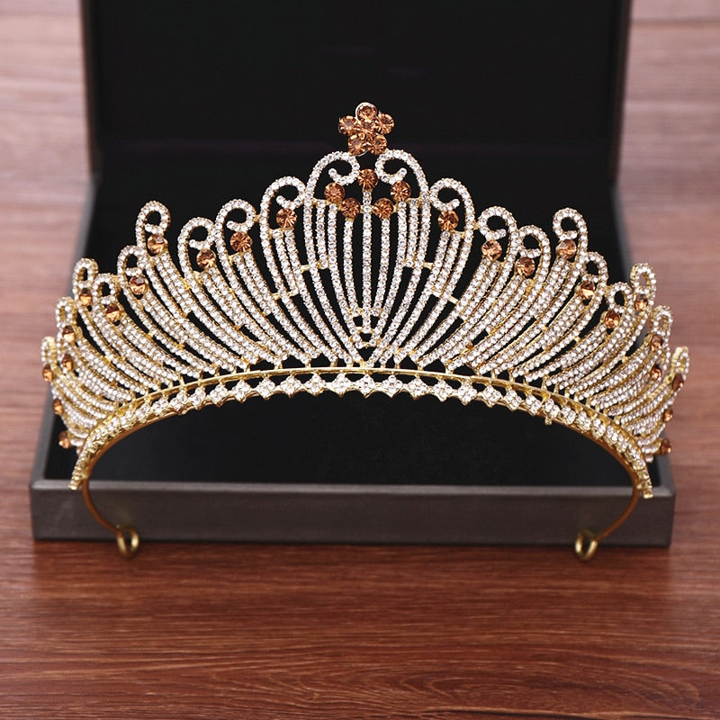 Wedding Crown Bridal Headpiece Gold Silver Color Rhinestone Crystal Diadem Queen Crown Princess Tiaras Wedding Hair Jewelry