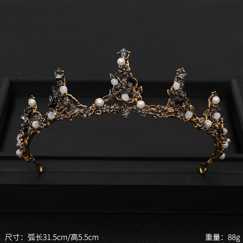 Vintage Baroque Queen Tiara Wedding Crown Bridal Diadem Gold Crystal Rhinestone Head Jewelry Headpiece Wedding Hair Accessories