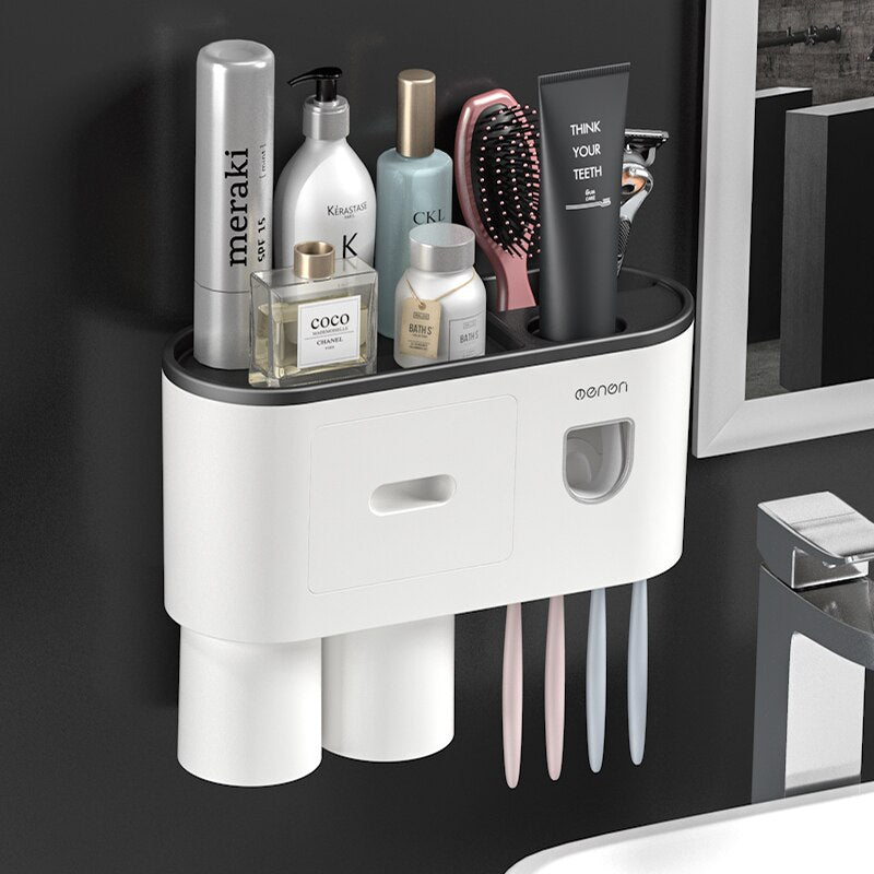 ONEUP Bathroom Accessories Sets New Toothbrush Holder Automatic Toothpaste Squeezer Wall Mount Storage Rack Bathroom Product