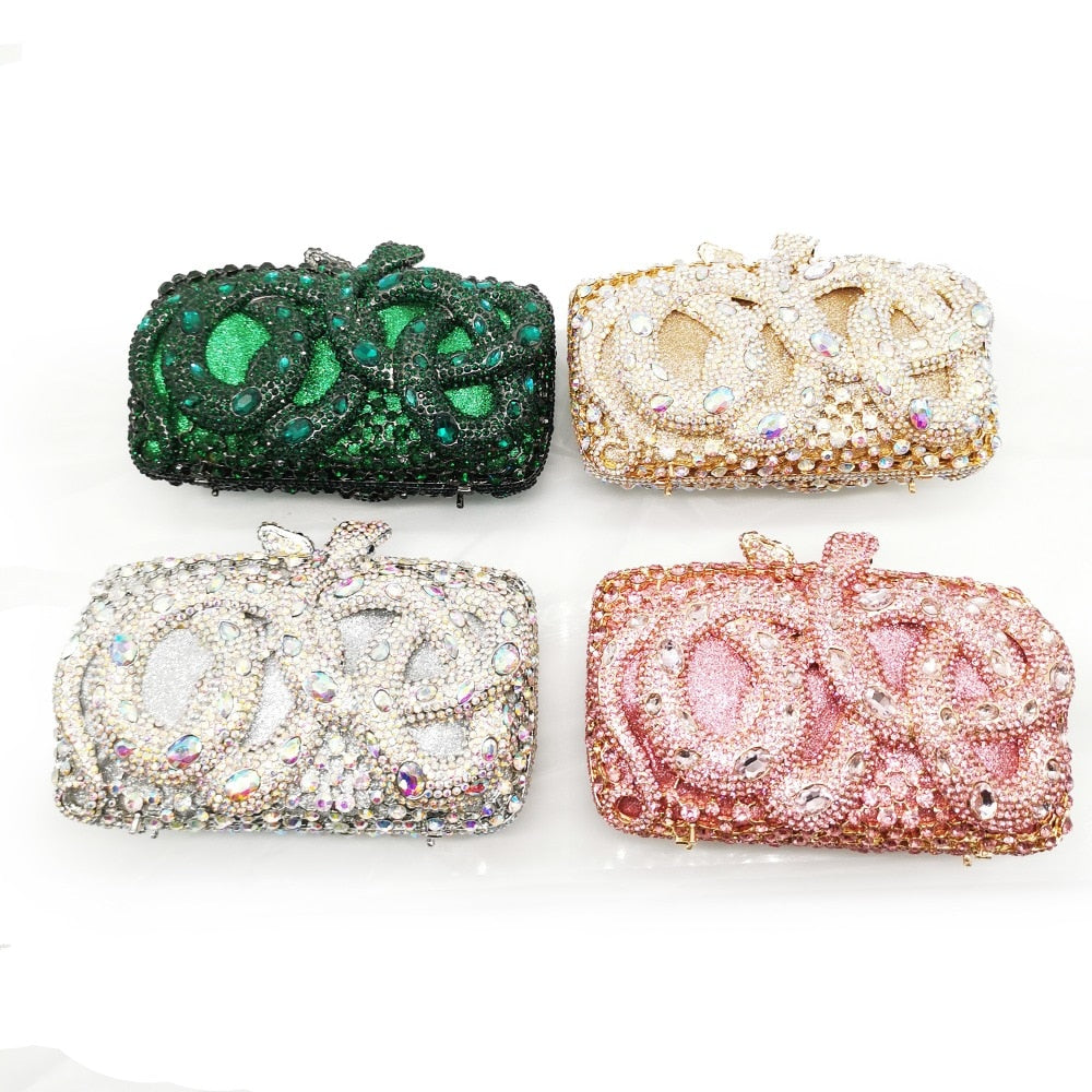 XIYUAN AB Silver Rhinestone Crystal Clutch Luxury Women's Evening Wedding Party Clutches Female Handbags Small Phone Case Bags