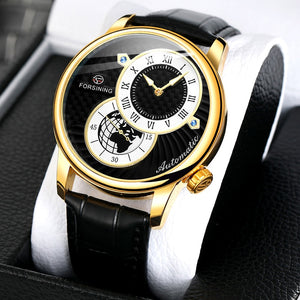 New FORSINING FSG8201 Men's Watch Waterproof Mechanical Mens Watches Leather Belt Luxury Business Automatic Watch Men Wristwatch