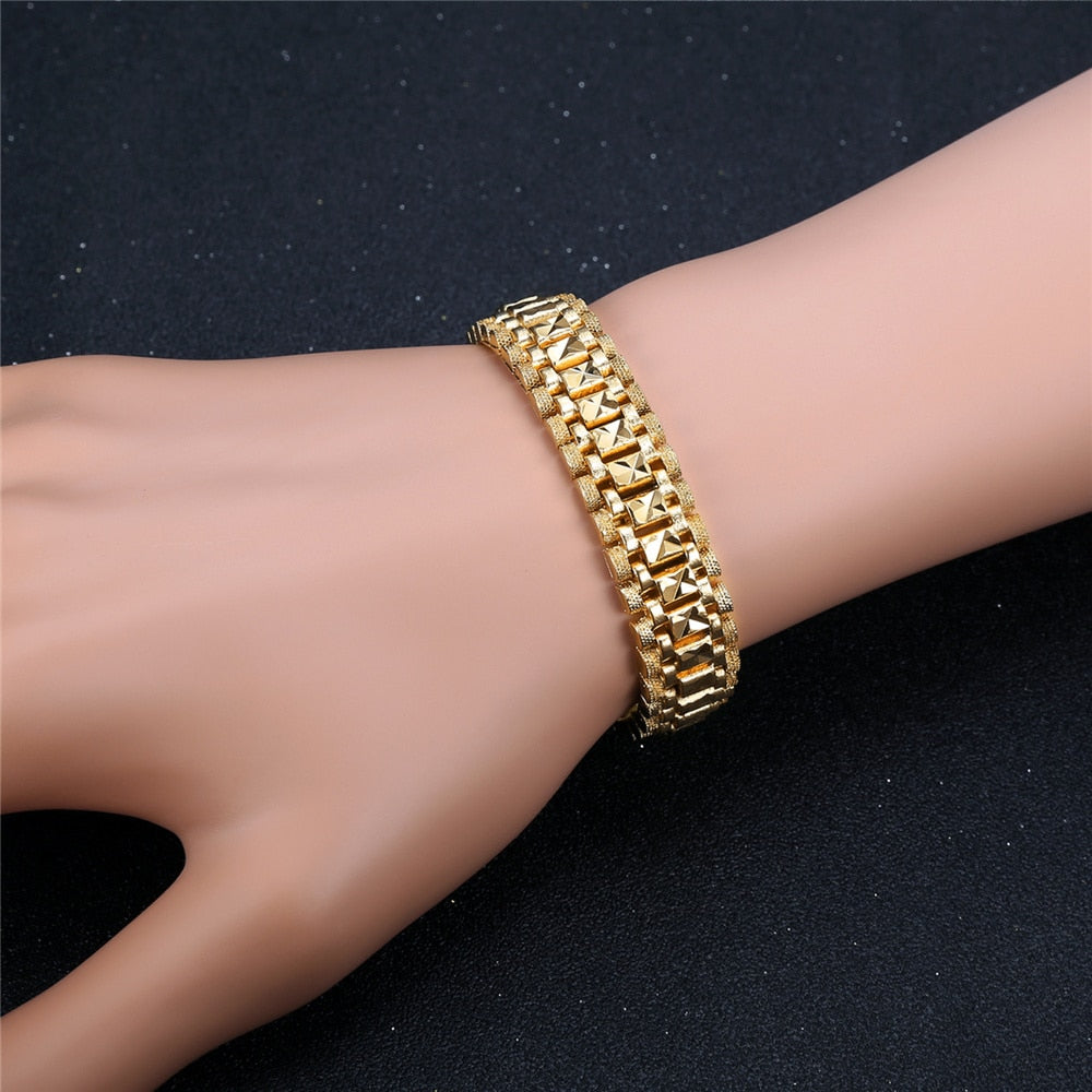 Chunky Mens Hand Chain Bracelets Male Wholesale Bijoux Gold/Silver Color Chain Link Bracelet For Men Jewelry pulseira masculina