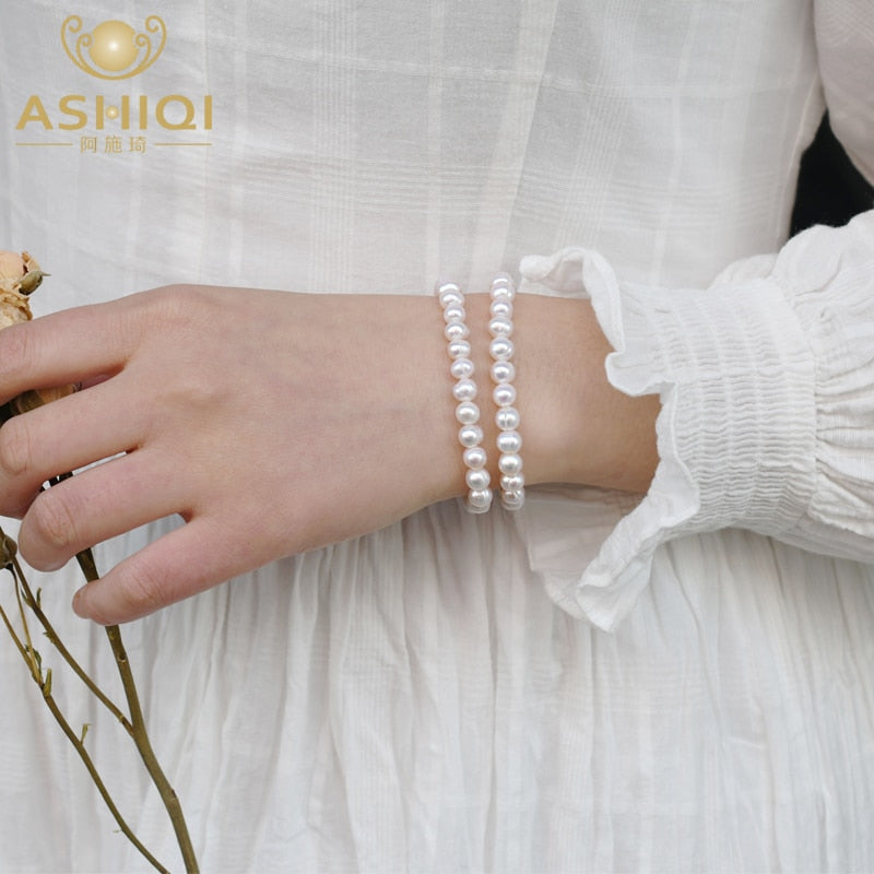 ASHIQI Real Natural Freshwater Pearl Bracelet Jewelry women 2021 trendy