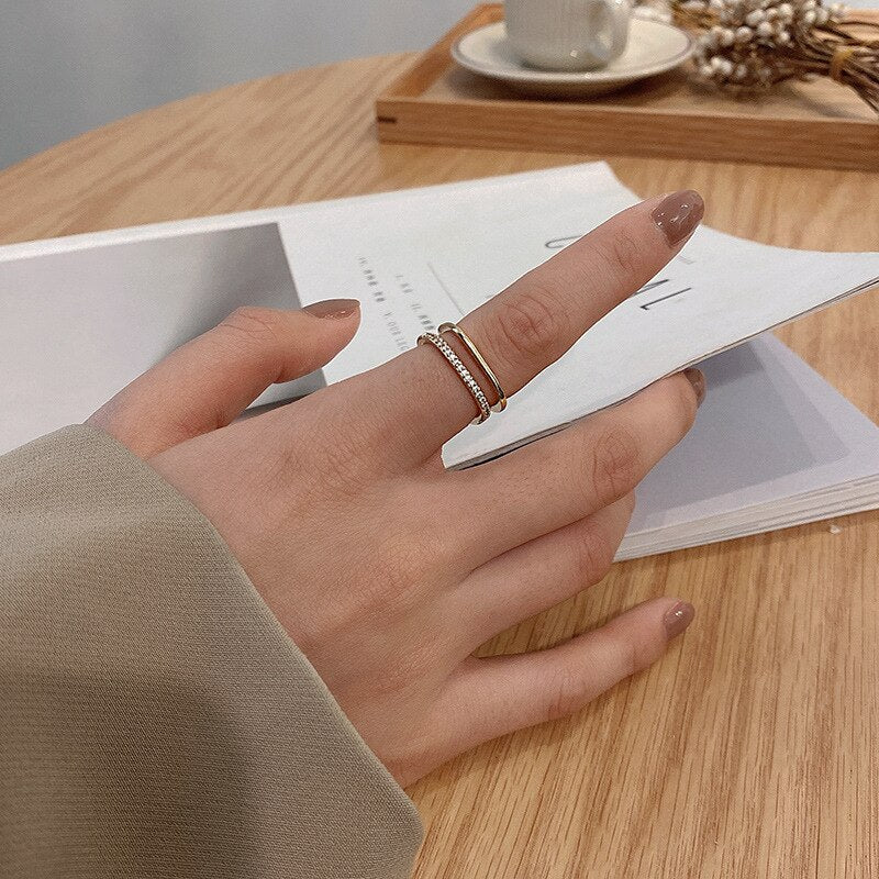 Korea's New Exquisite Geometric Simple Ring Fashion Temperament Versatile Open Ring Female Jewelry