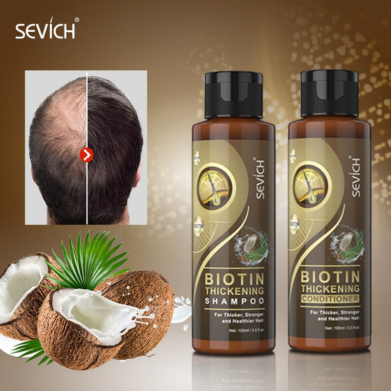 Sevich 2PCS/SET Biotin Thickening Hair Care Kit 100ml Anti-Hair Loss Hair Shampoo Stronger & Growing Hair Moisturing Conditioner