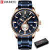 Mens Watches CURREN New Fashion Stainless Steel Top Brand Luxury Casual Chronograph Quartz Wristwatch for Male