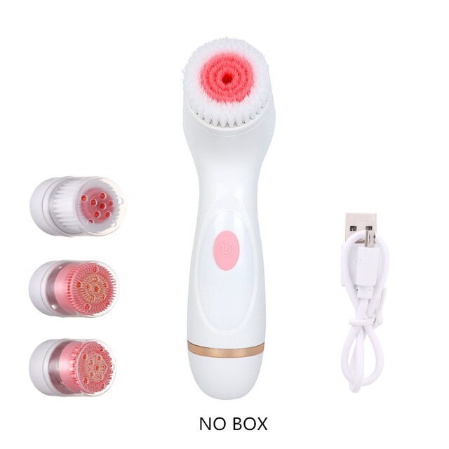 Electric Face Cleaners Facial Cleansing Brush Pore Ceaner Skin Deep Cleaning Spin Brush 3 Heads Face Spa Facial Beauty Massage