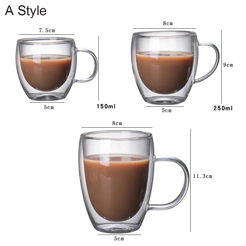 Transparent glasses Heat-resistant Double Glass Beer Handmade Milk Drinking Cup glass drinkware glass coffee cup