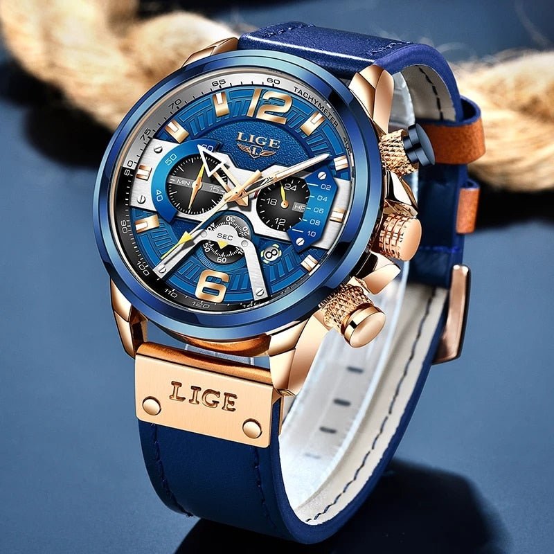 Top Brand Luxury Leather Wrist Watches Mens  Wristwatch