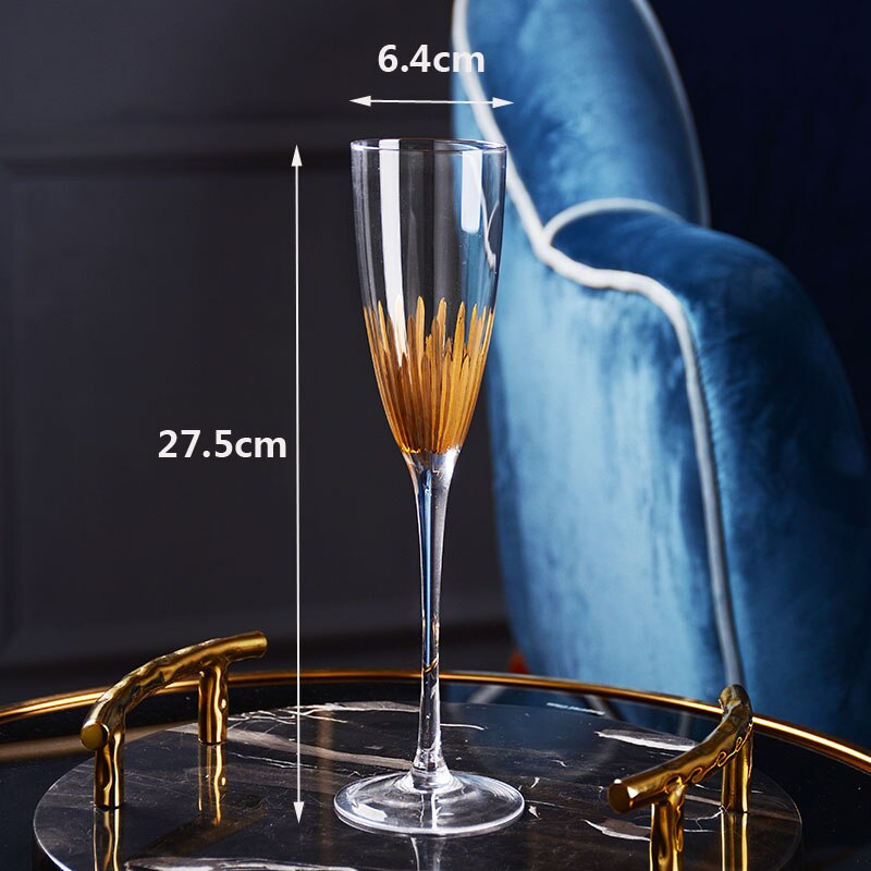 High quality Crystal glass cup golden side Goblet Wine Cup Champagne Glasses Creative Bar party hotel Home Drinking Ware