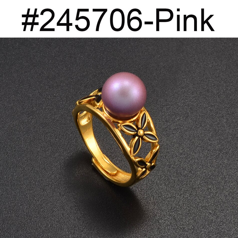 Anniyo Hawaiian Flower Pearl Ring New Zealand Australia Ring Guam Wedding Party Jewelry Chuuk Polynesian #245606