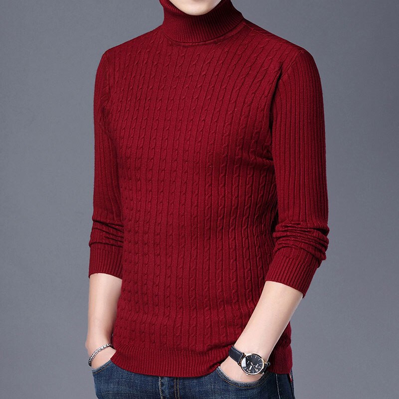 2021 New Casual Knitted Turtleneck Sweater Men Pullover Clothing Fashion Clothes Knit Winter Warm Mens Sweaters Pullovers 81332