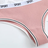 3PCS Women's Cotton Letter Panties Lingerie Girls Solid Color Briefs Sexy Sport Underpants Fashion Female Underwear Intimates
