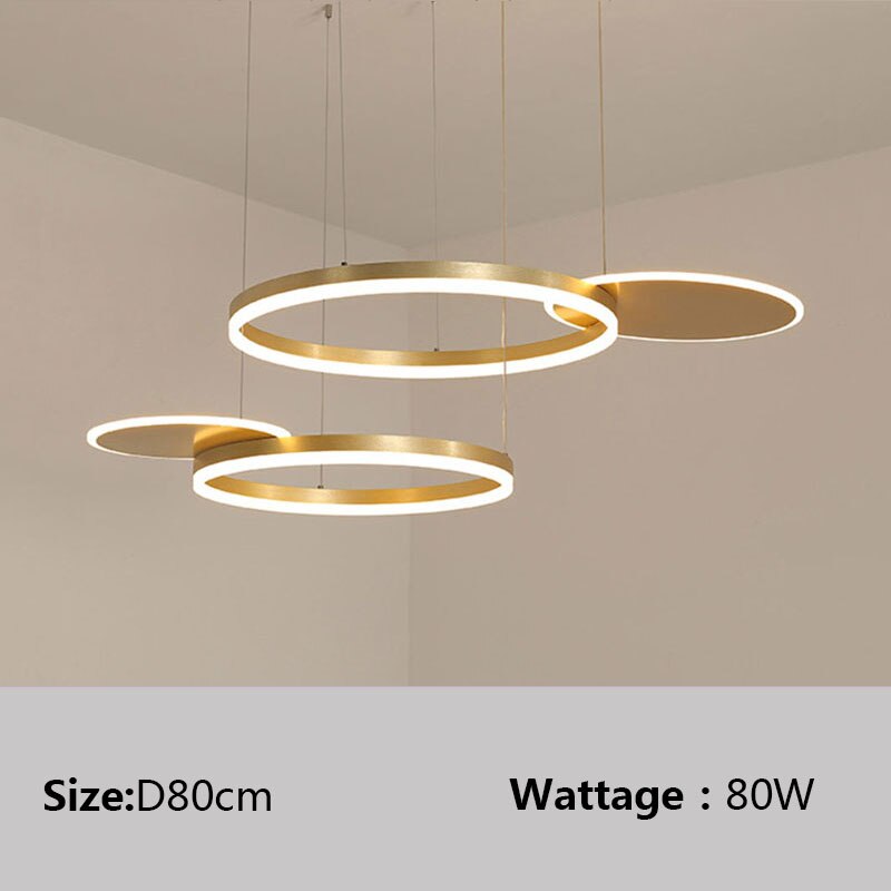 Nordic Gold Brown LED Suspension Chandelier for Bedroom Living Dining Study Room Loft Kitchen Minimalist Home Deco Light Fixture