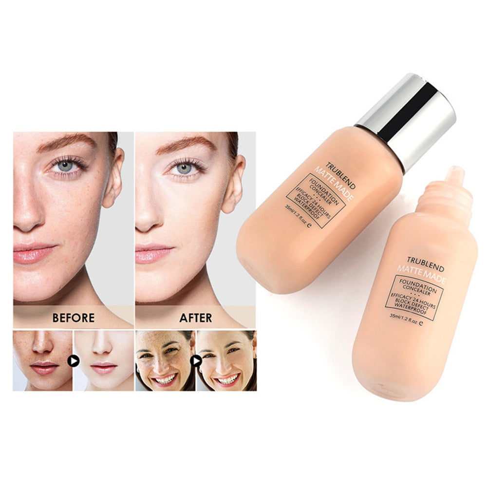 35ml Makeup Foundation Liquid Long-Lasting Full Coverage Face Concealer Base Matte Cushion Foundation Cosmetic BB CC Cream