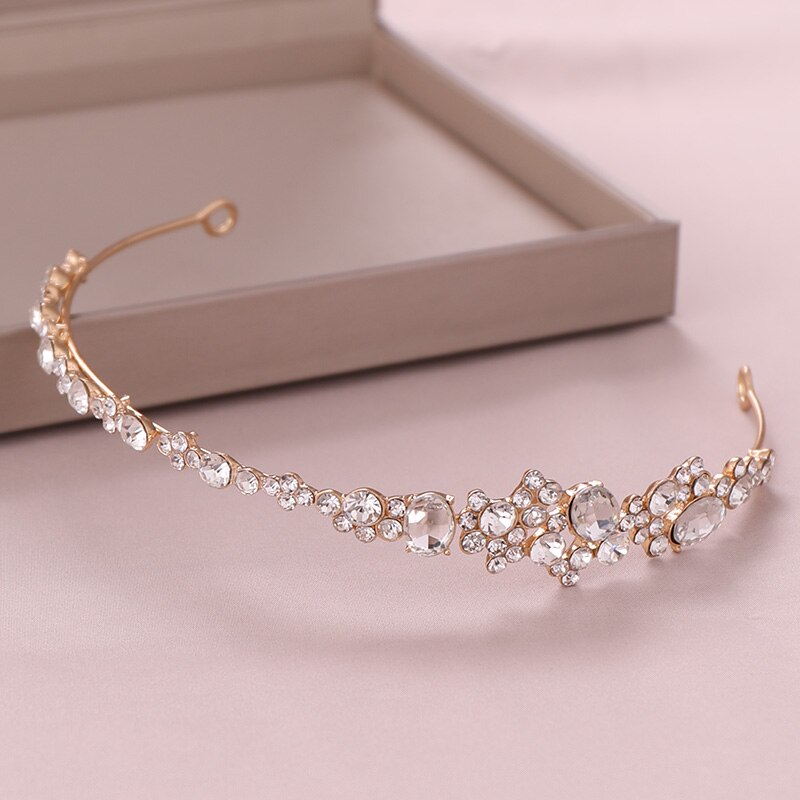 Trendy Wedding Headband Gold Baroque Rhinestone Crystal Headwear Queen Tiara Bridal Headdress Jewelry Wedding Hair Accessories