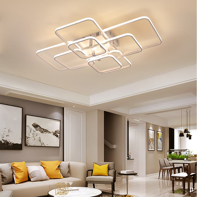 Square Circel Rings Chandelier For Living Room Bedroom Home AC85-265V Modern Led Ceiling Chandelier Lamp Fixtures Free Shipping