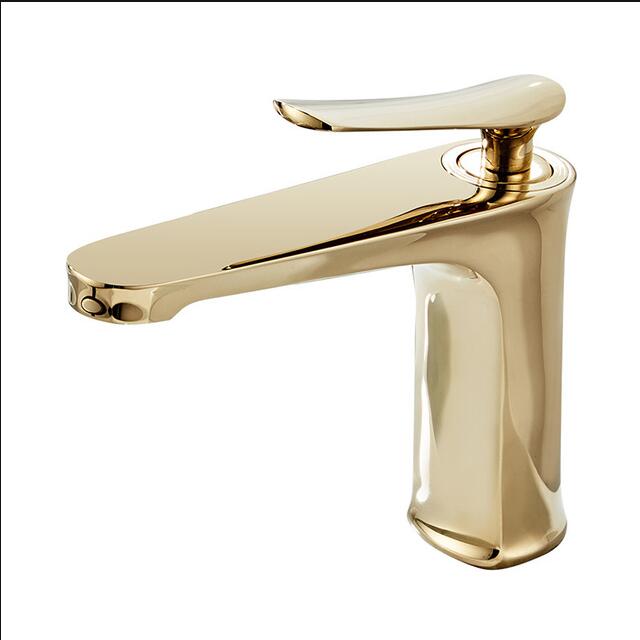 Bathroom Faucet Solid Brass Bathroom Basin Faucet Cold And Hot Water Mixer Sink Tap Single Handle Deck Mounted White & Gold Tap