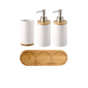 Ceramic Bamboo toothbrush holder cup Bathroom accessories set Tumblers Bathroom Emulsion Container Dishwashing Liquid Container