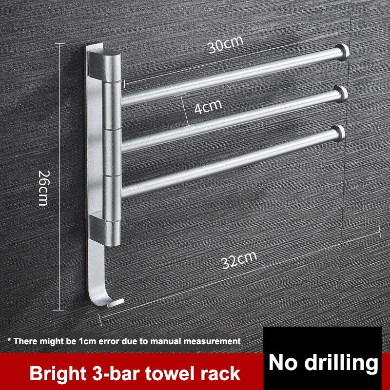 Towel Rack Wall Mounted Bathroom Rotatable Towel Holder 2/3/4/5-Bar Kitchen Shelf Towel Hanger bathroom accessories No Punch