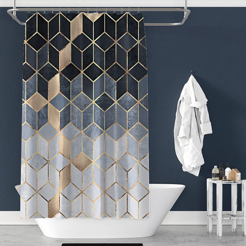 200x180cm 3D geometric marble printing bathroom shower curtain polyester waterproof home decoration bathroom curtain with hook